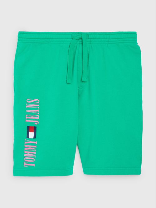 PANTALÓN CORTO GREEN ESSENTIAL CON LOGO Y CORDÓN