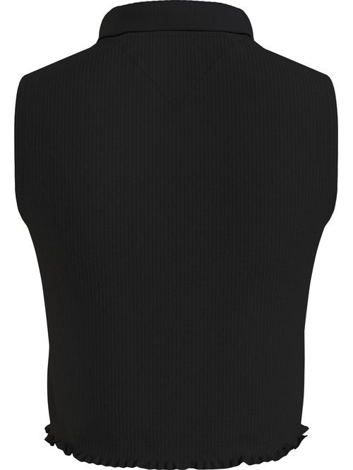 POLO CROPPED ACANALADO SIN MANGAS