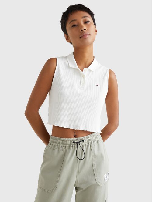 POLO CROPPED ACANALADO SIN MANGAS