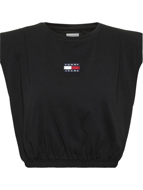 CAMISETA DE CORTE CROPPED CON PARCHE DE TOMMY
