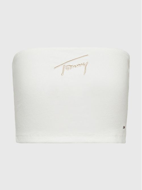 CAMISETA TUBO CROPPED CON LOGO DISTINTIVO