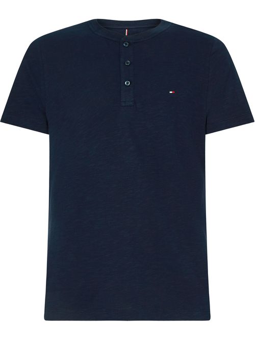 CAMISETA DE ALGODÓN ESTILO HENLEY