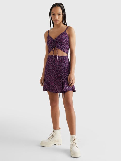 MINIFALDA FRUNCIDA CON ESTAMPADO DE FLORES