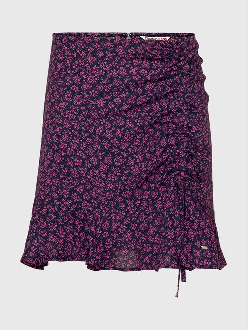 MINIFALDA FRUNCIDA CON ESTAMPADO DE FLORES