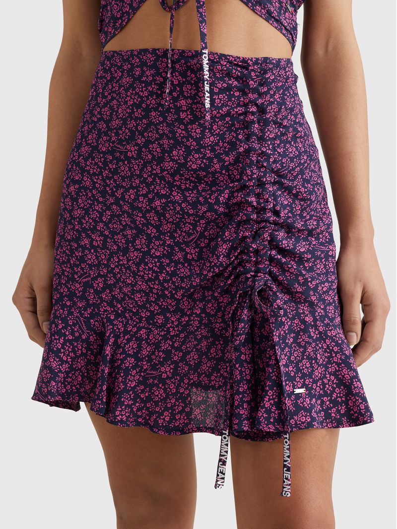 MINIFALDA-FRUNCIDA-CON-ESTAMPADO-DE-FLORES