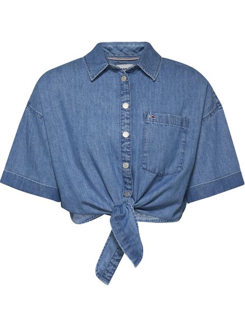 CAMISA DE CHAMBRAY ANUDADA EN EL BAJO