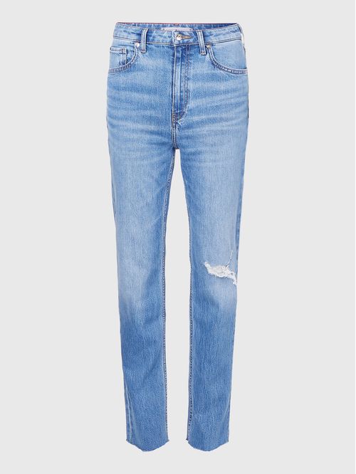 JEANS CLASSICS RECTOS DE TALLE ALTO DESGASTADOS