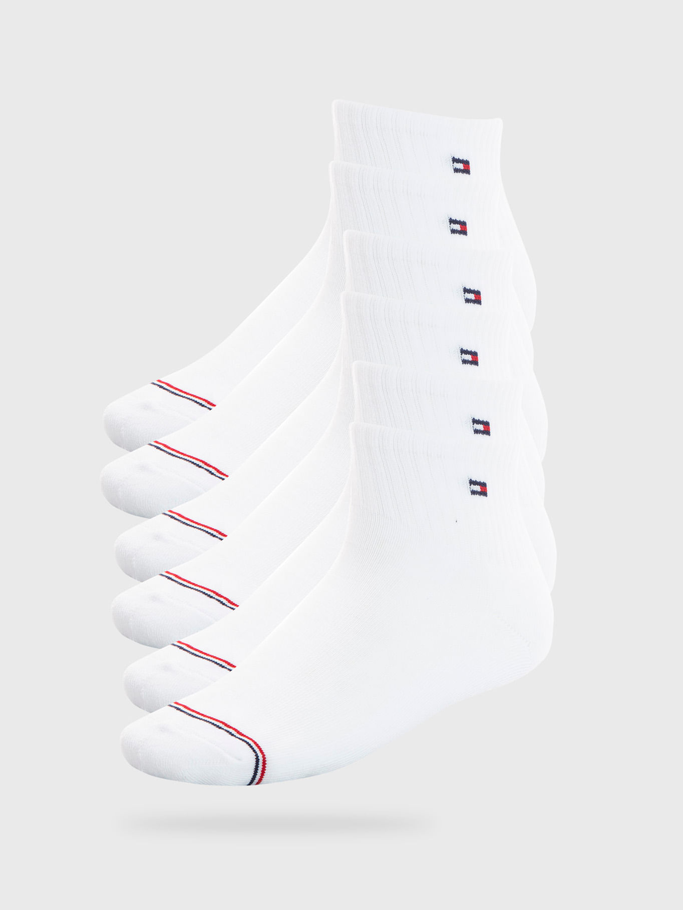 Tommy Hilfiger Paquete de 6 calcetines cortos con diseño de bandera para  mujer