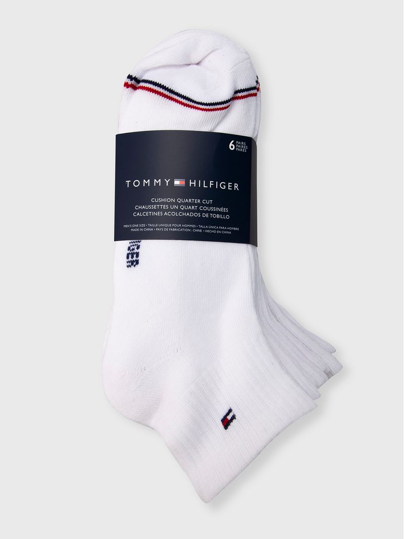 Tommy Hilfiger Calcetines acolchados de corte de cuarto para hombre -  Paquete de 6