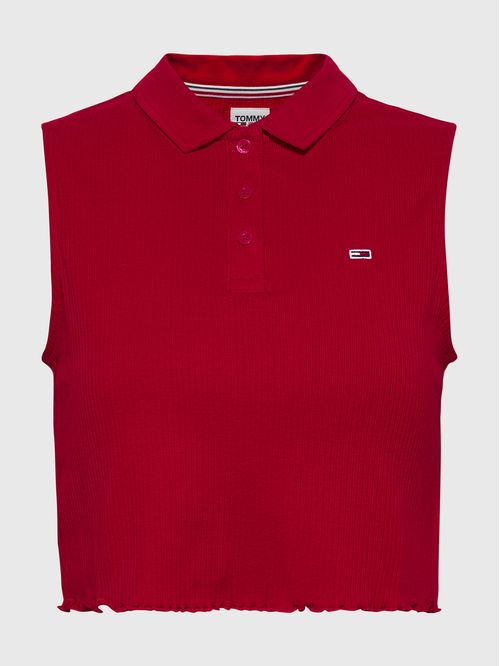 POLO CROPPED ACANALADO SIN MANGAS