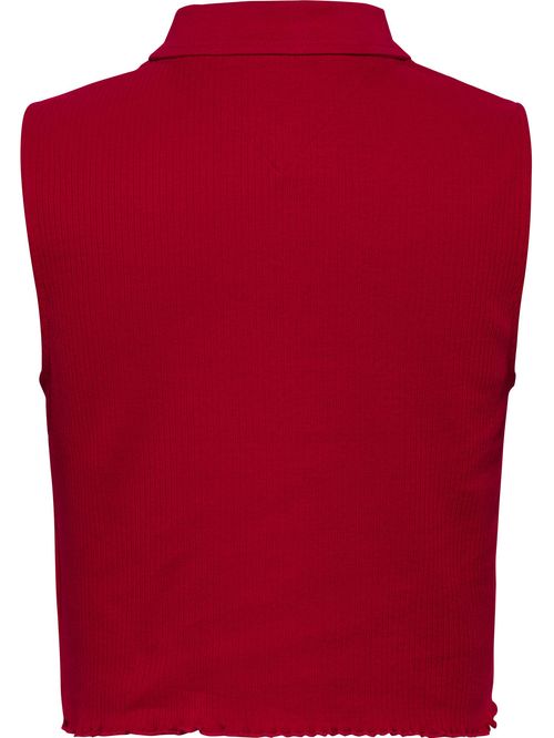 POLO CROPPED ACANALADO SIN MANGAS