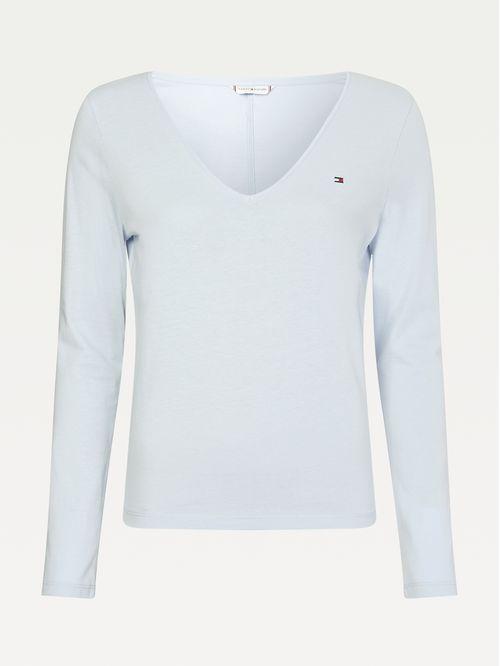 CAMISETA DE CUELLO EN V Y MANGA LARGA