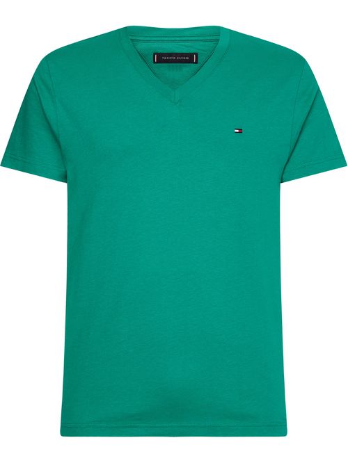 CAMISETA DE CORTE REGULAR EN ALGODÓN CON CUELLO V