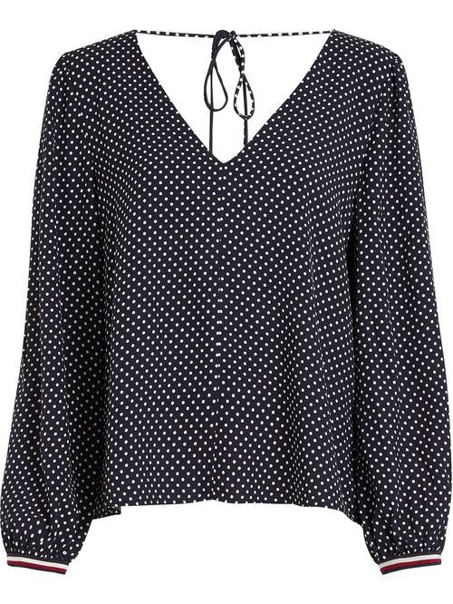 BLUSA DE LUNARES CON CUELLO EN V