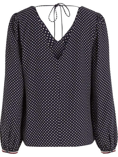 BLUSA DE LUNARES CON CUELLO EN V