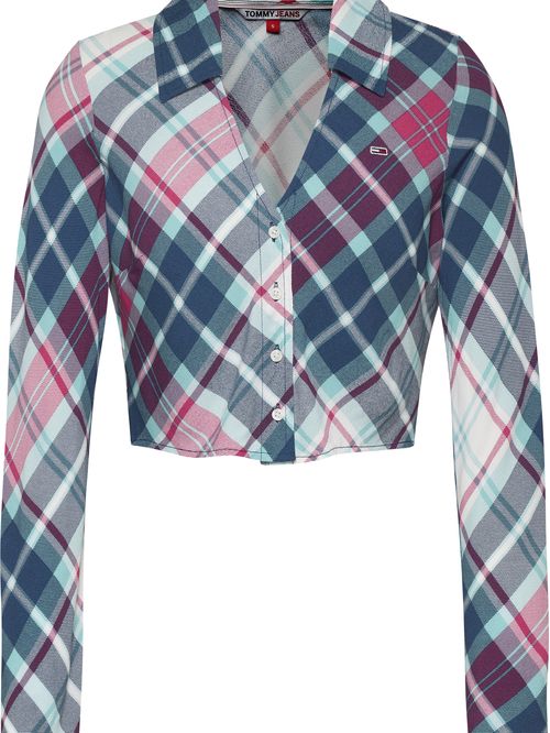 CAMISA DE CORTE CROPPED EN TARTÁN TOMMY