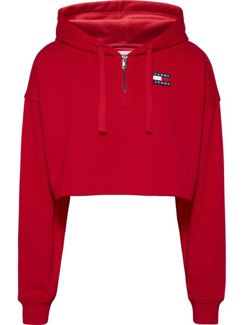 SUÉTER CROPPED CON ZIPPER DE UN CUARTO