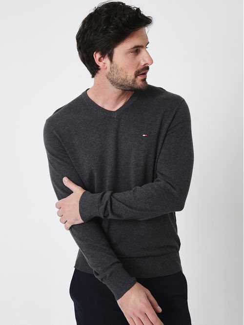 SÚETER DE ALGODÓN CON CUELLO V