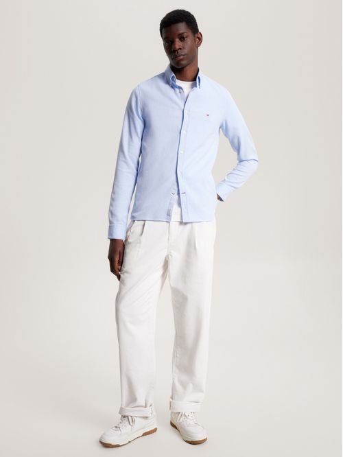 Camisa de tejido dobby peinado con corte slim