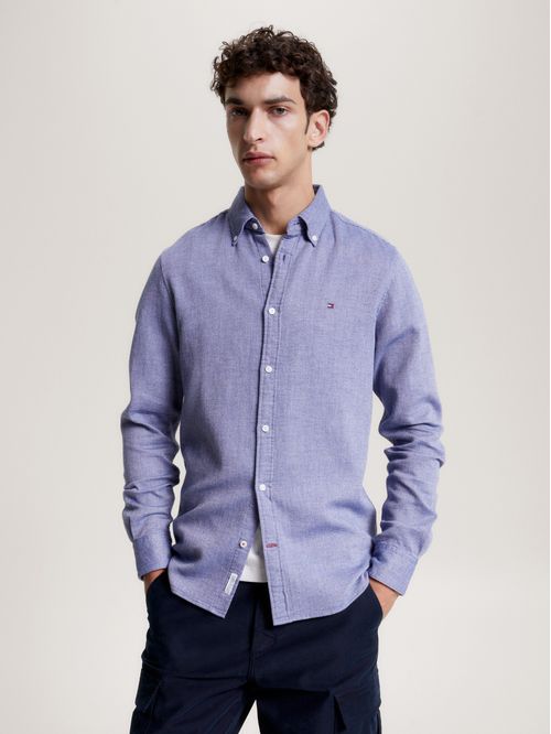 Camisa de tejido dobby peinado con corte slim