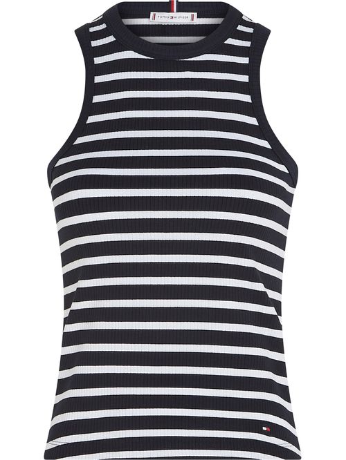 Camiseta acanalada sin mangas de corte slim