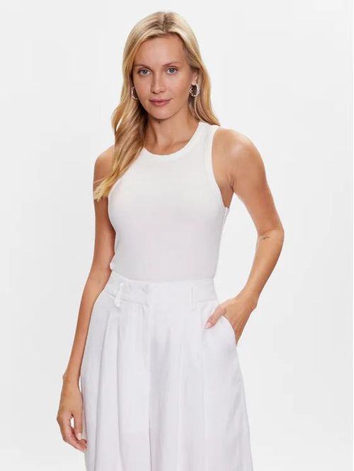 Camiseta acanalada sin mangas de corte slim