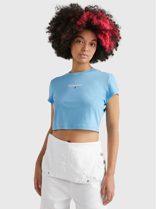 Camiseta Essential de corte cropped con logo