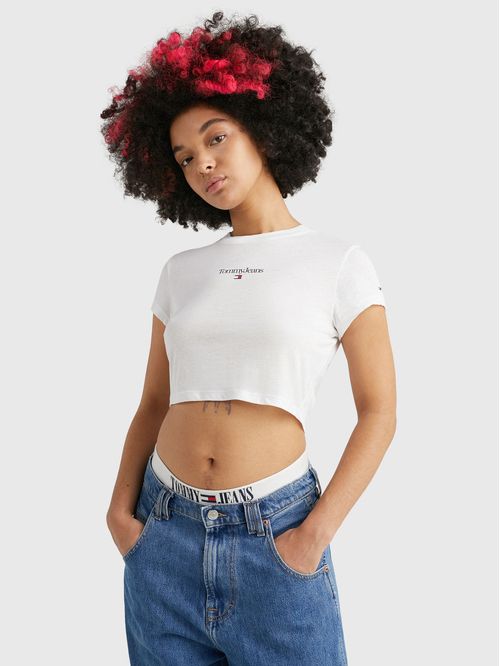Camiseta Essential de corte cropped con logo