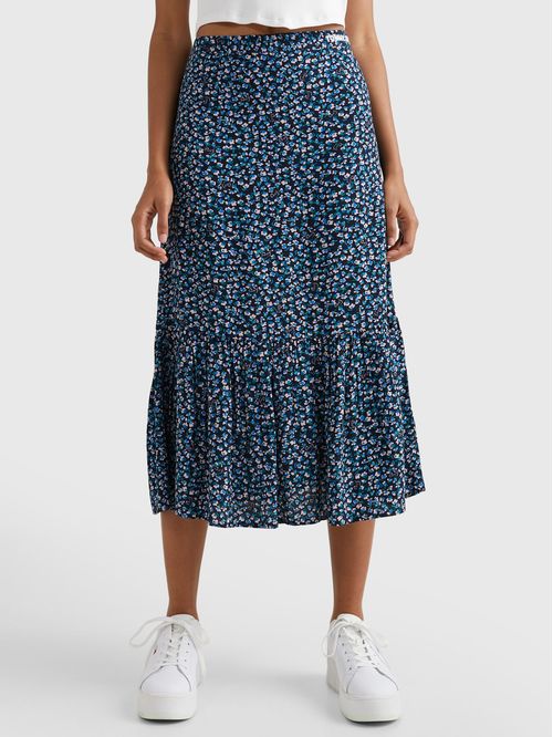 Falda midi con estampado floral