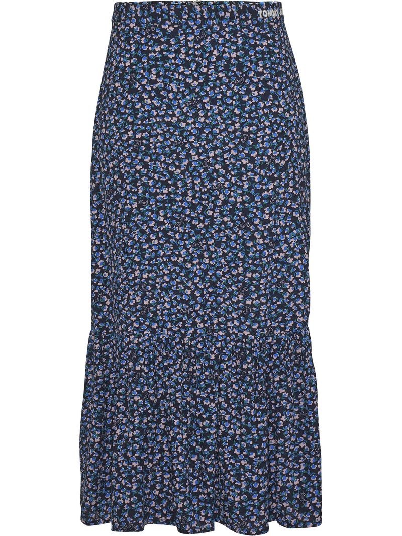 Falda-midi-con-estampado-floral