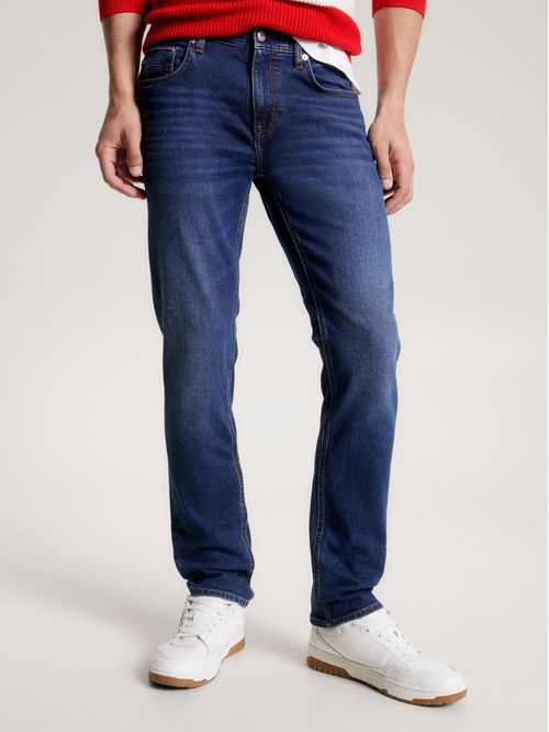 Jeans Denton de corte recto con efecto desteñido