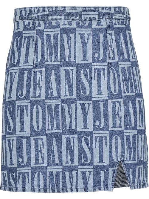 Minifalda jeans con estampado de letras