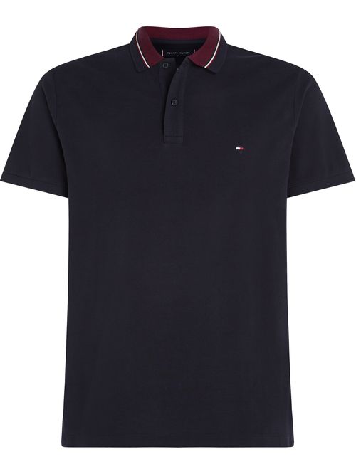 Polo de corte regular y cuello ribeteado