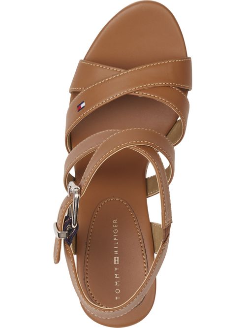 Sandalias de cuero con cuña alta