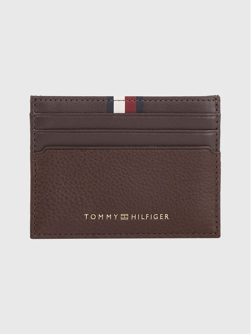 Tarjetero premium de cuero con cinta