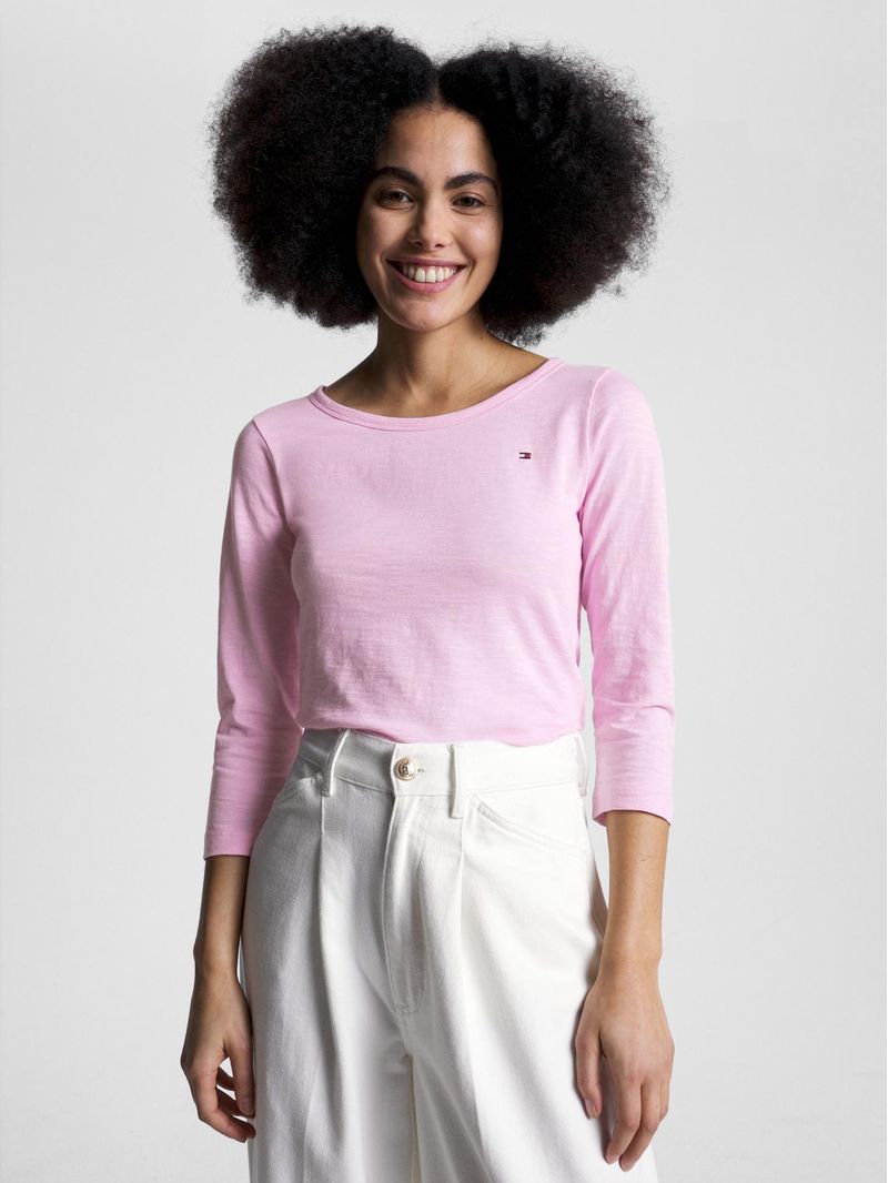 Blusa-de-algodon-con-mangas-tres-cuartos-