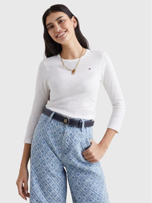 Blusa de algodón con mangas tres cuartos