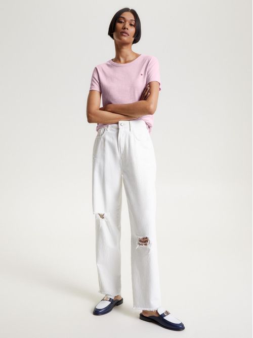 Blusa slub de cuello redondo