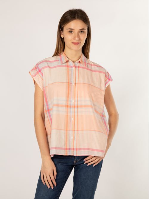 Camisa de manga corta con cuadros madrás