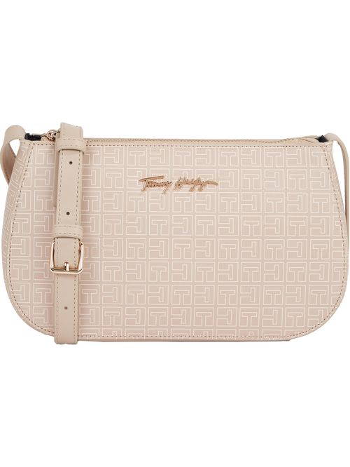 Bolso bandolera con logo metalizado