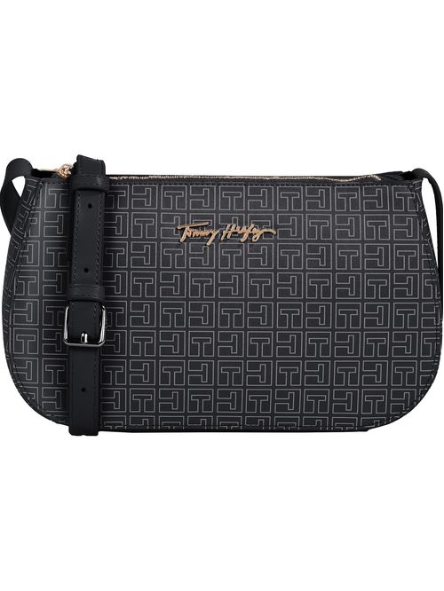 Bolso bandolera con logo metalizado