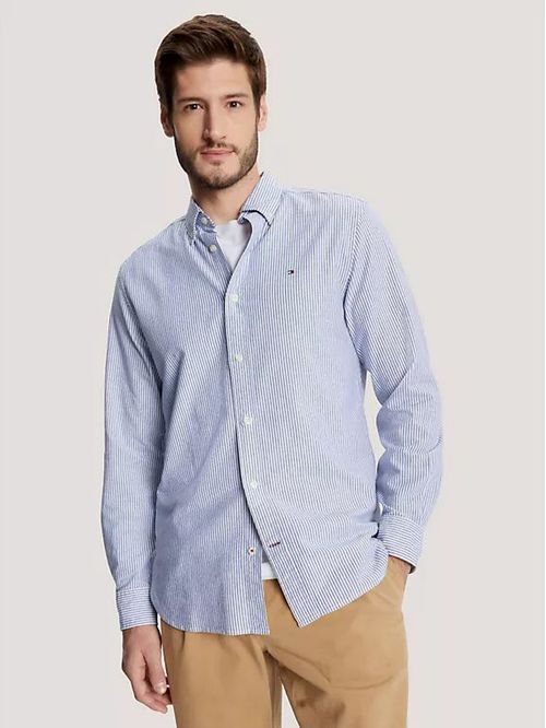 Camisa oxford de corte regular a rayas