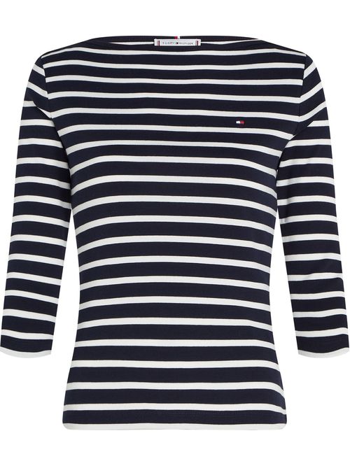 Camiseta de cuello barco y manga tres cuartos