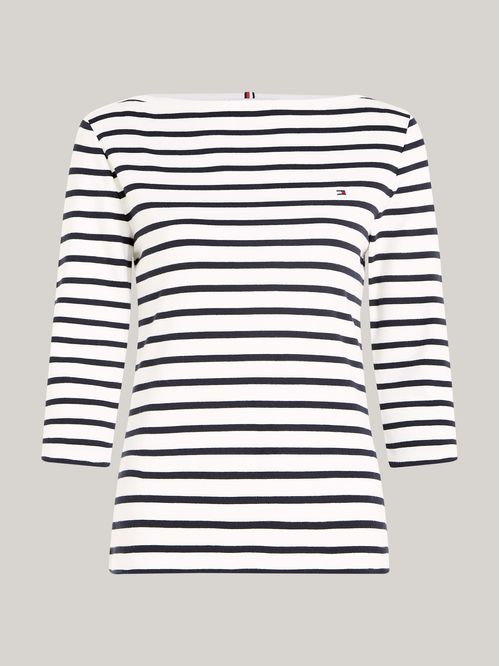 Camiseta de cuello barco y manga tres cuartos