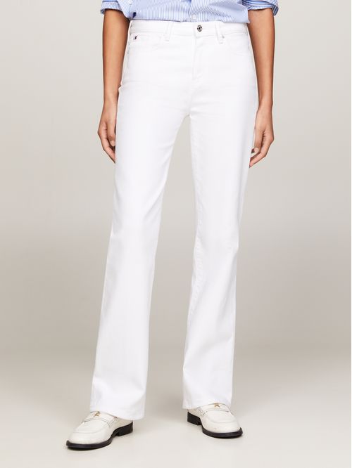 Jeans de talle medio y corte Bootcut blancos