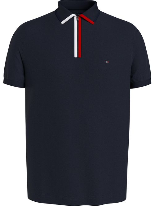 Polo con media zipper y colores distintivos en la pliegue