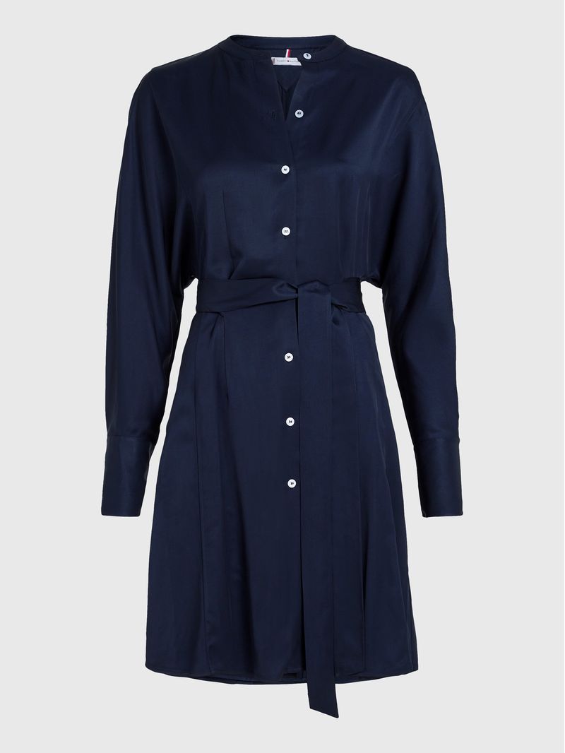 Vestido-camisero-corto-con-faja