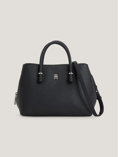 Bolso satchel texturizado con monograma TH