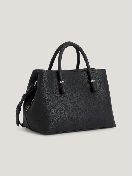 Bolso satchel texturizado con monograma TH