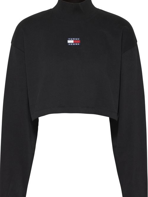 Crop top con cuello perkins y parche